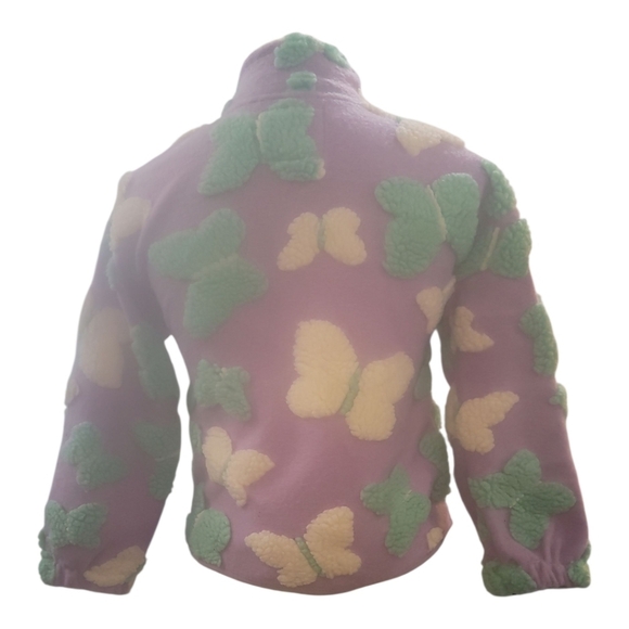 Lucky Brand Lavender white Mint butterfly shearling fleece jacket coat small - Picture 5 of 6